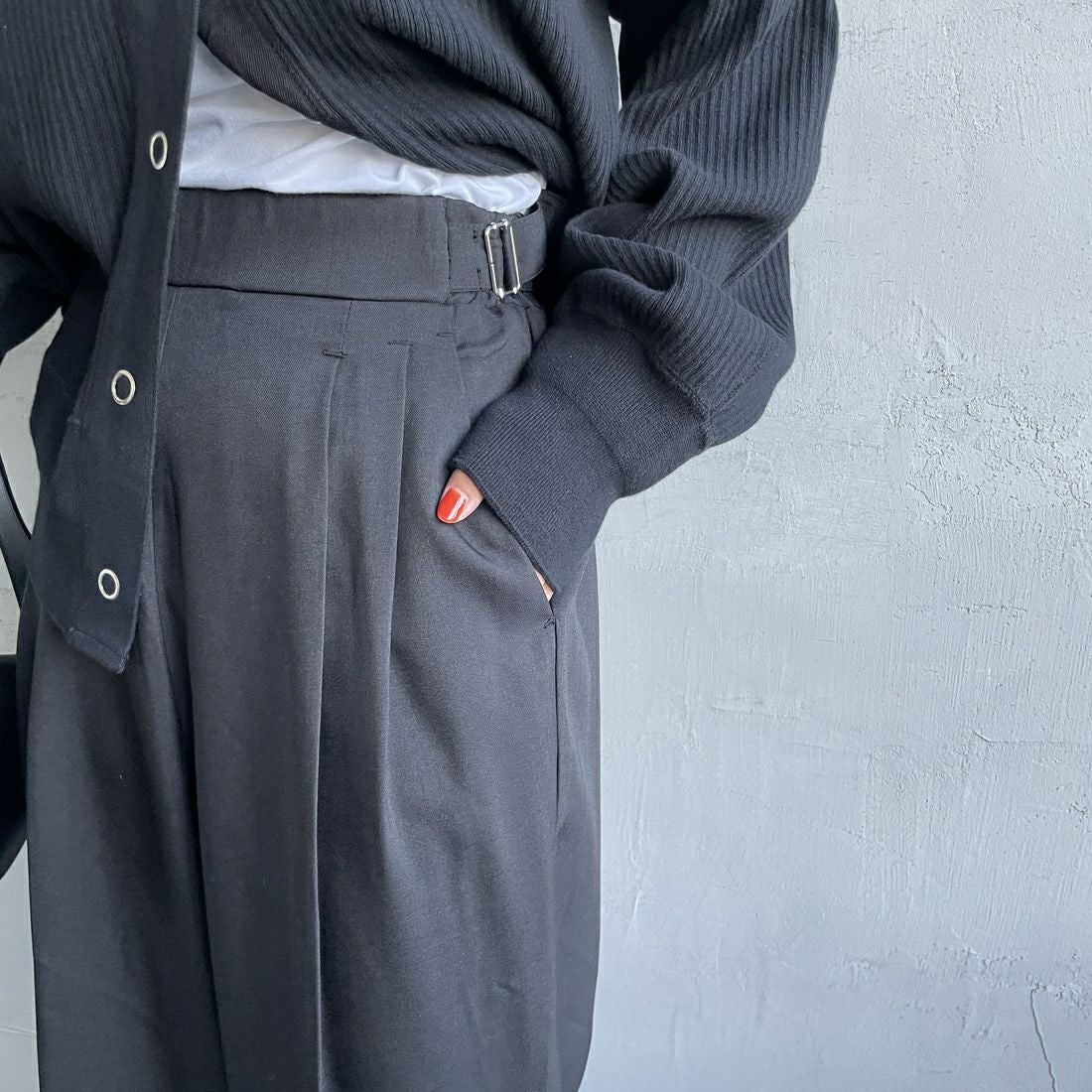 By/m [バイエム] センタープレスタックワイドパンツ [B24132055] 09 BLACK