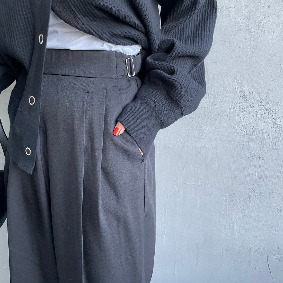 By/m [バイエム] センタープレスタックワイドパンツ [B24132055] 09 BLACK