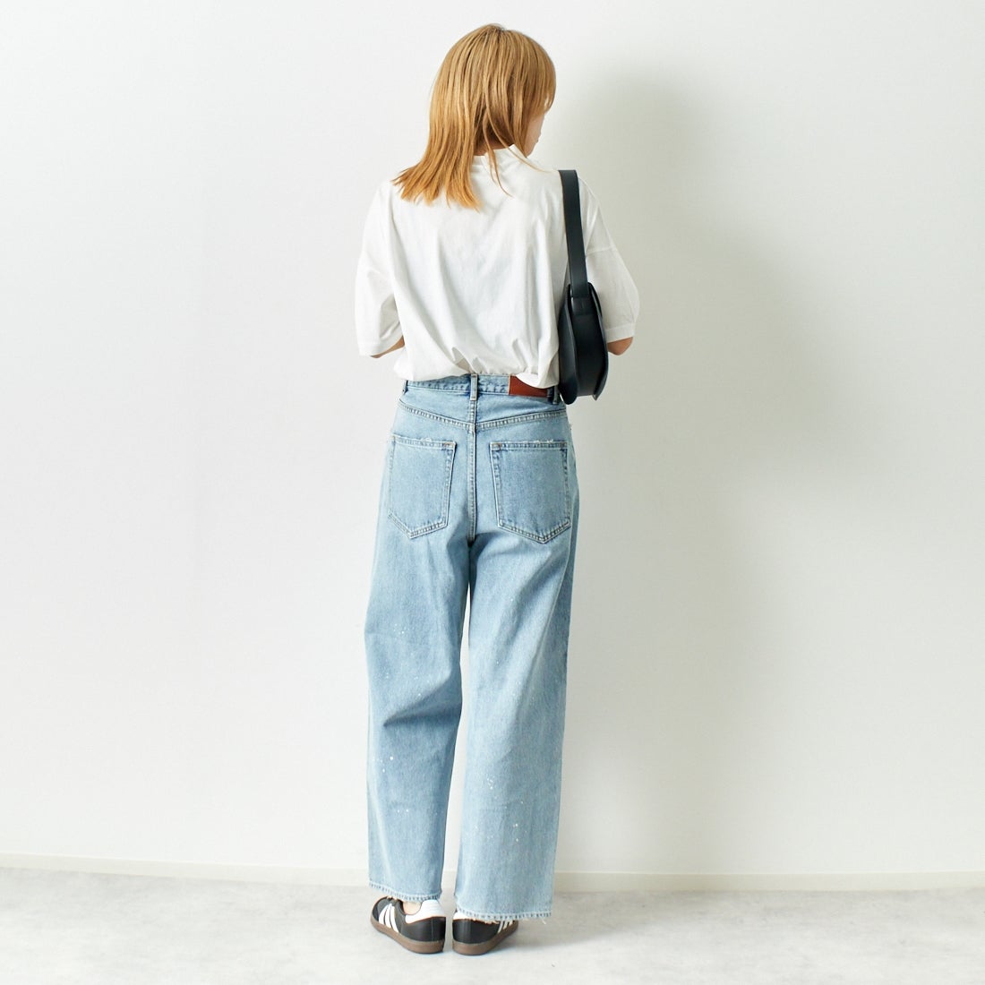 ESTROISLOSE [エストゥロワルーズ] プレミアム天竺 ハイネック 半袖Tシャツ [EC23201] 02 OFF &&モデル身長：167cm 着用サイズ：F&&