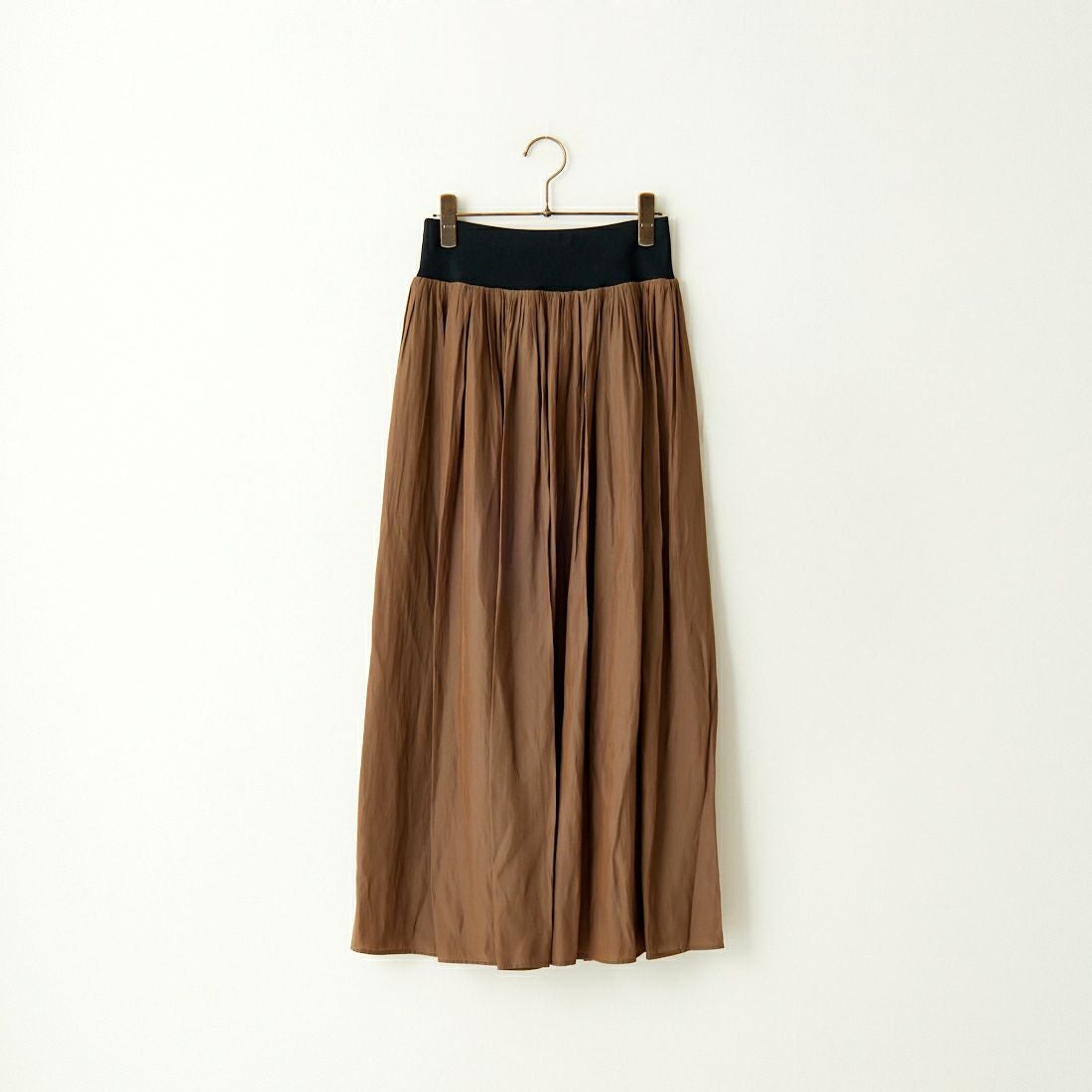 DONEEYU [ドニーユ] ヴィンテージサテン ウエストリブギャザースカート [U-2633] 830 ﾌﾞﾗｳﾝ