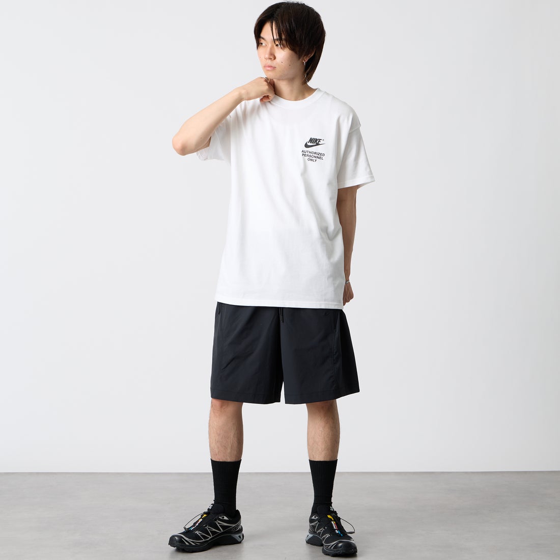 NIKE [ナイキ] NSW ショートスリーブTシャツ [DM6428] 100 ﾎﾜｲﾄ &&モデル身長：177cm 着用サイズ：M&&
