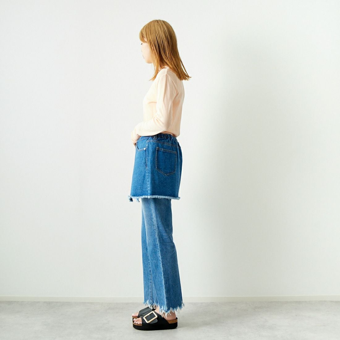 Jeans Factory Clothes [ジーンズファクトリークローズ] 2WAY デニムスカート [UDW242-2700] BLUE &&モデル身長：167cm 着用サイズ：F&&