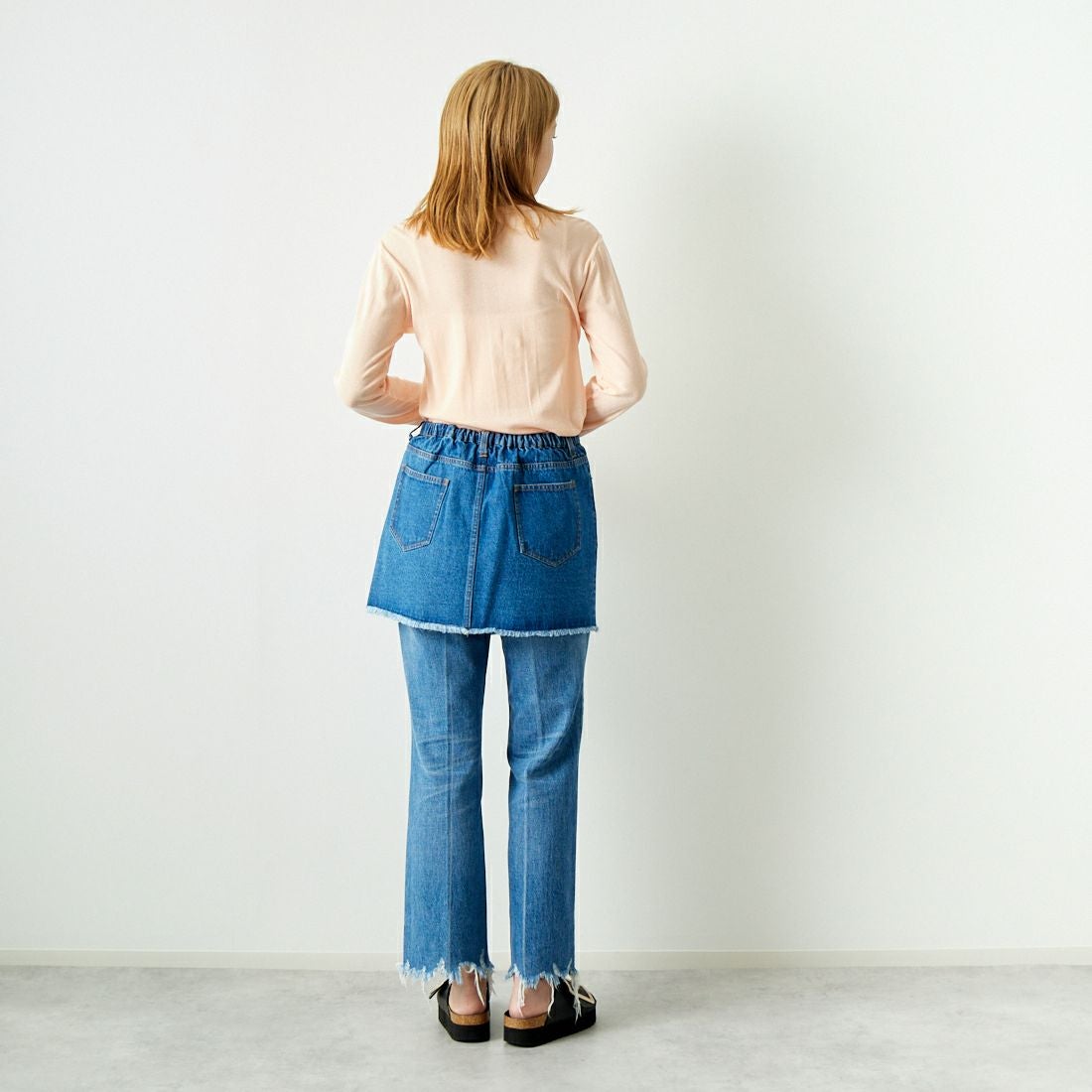 Jeans Factory Clothes [ジーンズファクトリークローズ] 2WAY デニムスカート [UDW242-2700] BLUE &&モデル身長：167cm 着用サイズ：F&&
