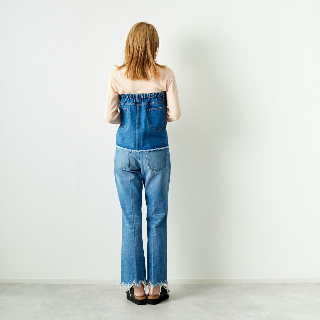 Jeans Factory Clothes [ジーンズファクトリークローズ] 2WAY デニムスカート [UDW242-2700] BLUE &&モデル身長：167cm 着用サイズ：F&&