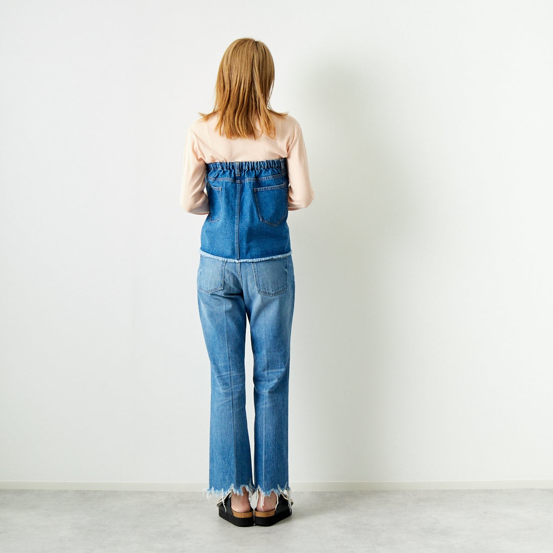 Jeans Factory Clothes [ジーンズファクトリークローズ] 2WAY デニムスカート [UDW242-2700] BLUE &&モデル身長：167cm 着用サイズ：F&&