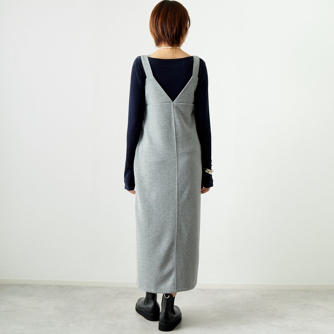 Maison de L'allure [メゾン ドゥ ラリュール] 2WAYタックスリットジャンスカ [M24132009] 07 GRAY &&モデル身長：167cm 着用サイズ：F&&