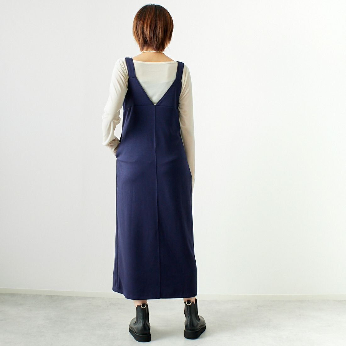 Maison de L'allure [メゾン ドゥ ラリュール] 2WAYタックスリットジャンスカ [M24132009] 16 NAVY &&モデル身長：167cm 着用サイズ：F&&
