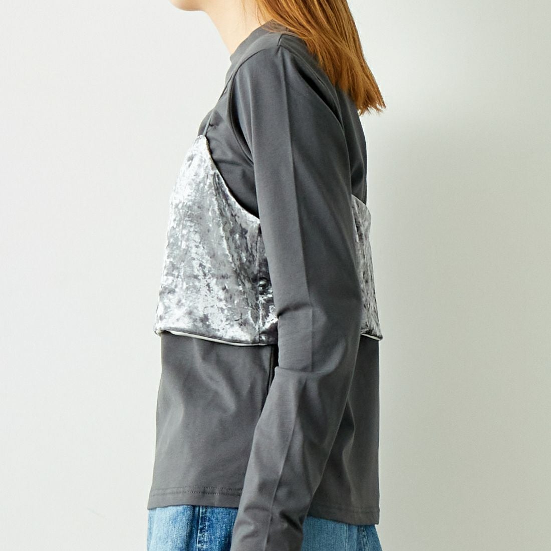 CLOCHE [クロシェ] ベロアビスチェ×カットソー [45285605] ﾁｬｺｰﾙ