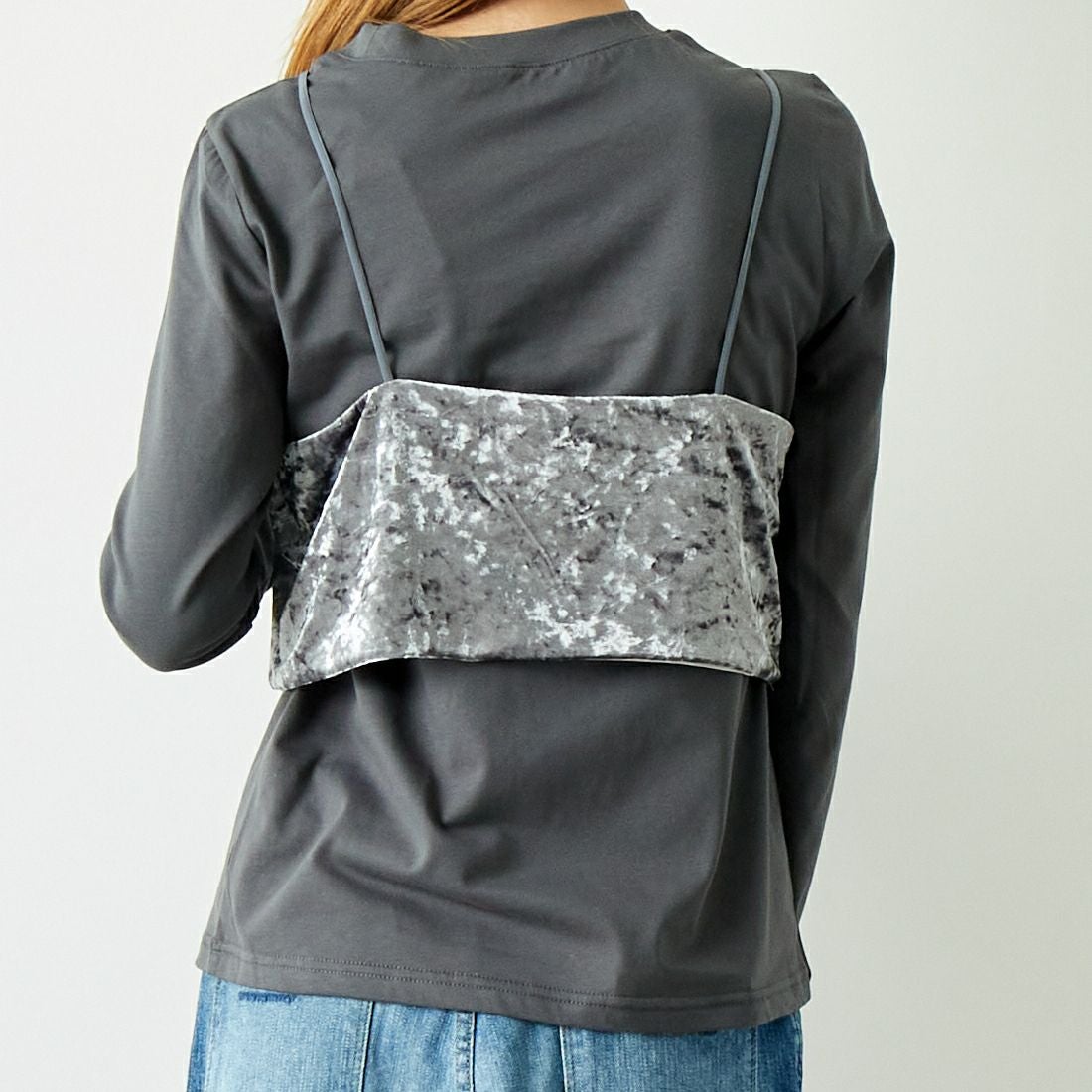 CLOCHE [クロシェ] ベロアビスチェ×カットソー [45285605] ﾁｬｺｰﾙ