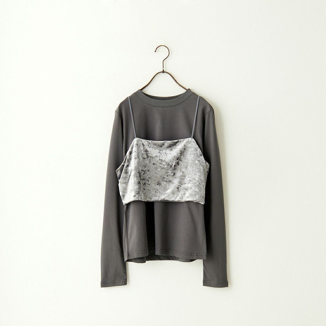 CLOCHE [クロシェ] ベロアビスチェ×カットソー [45285605] ﾁｬｺｰﾙ