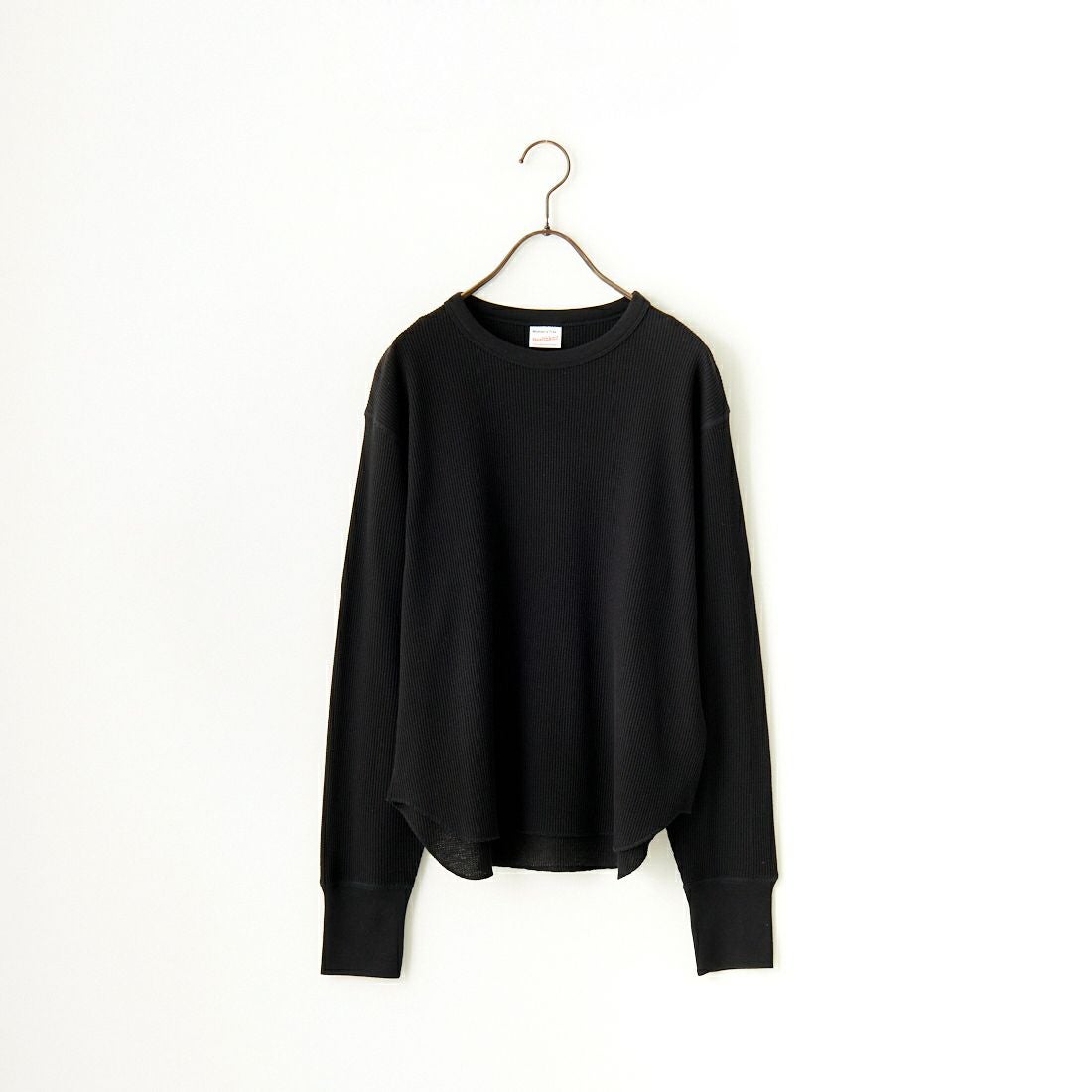 Health knit [ヘルスニット] 別注 クルーネック ワッフルボーダーカットソー [HR24F-L021IN-JF] BLACK