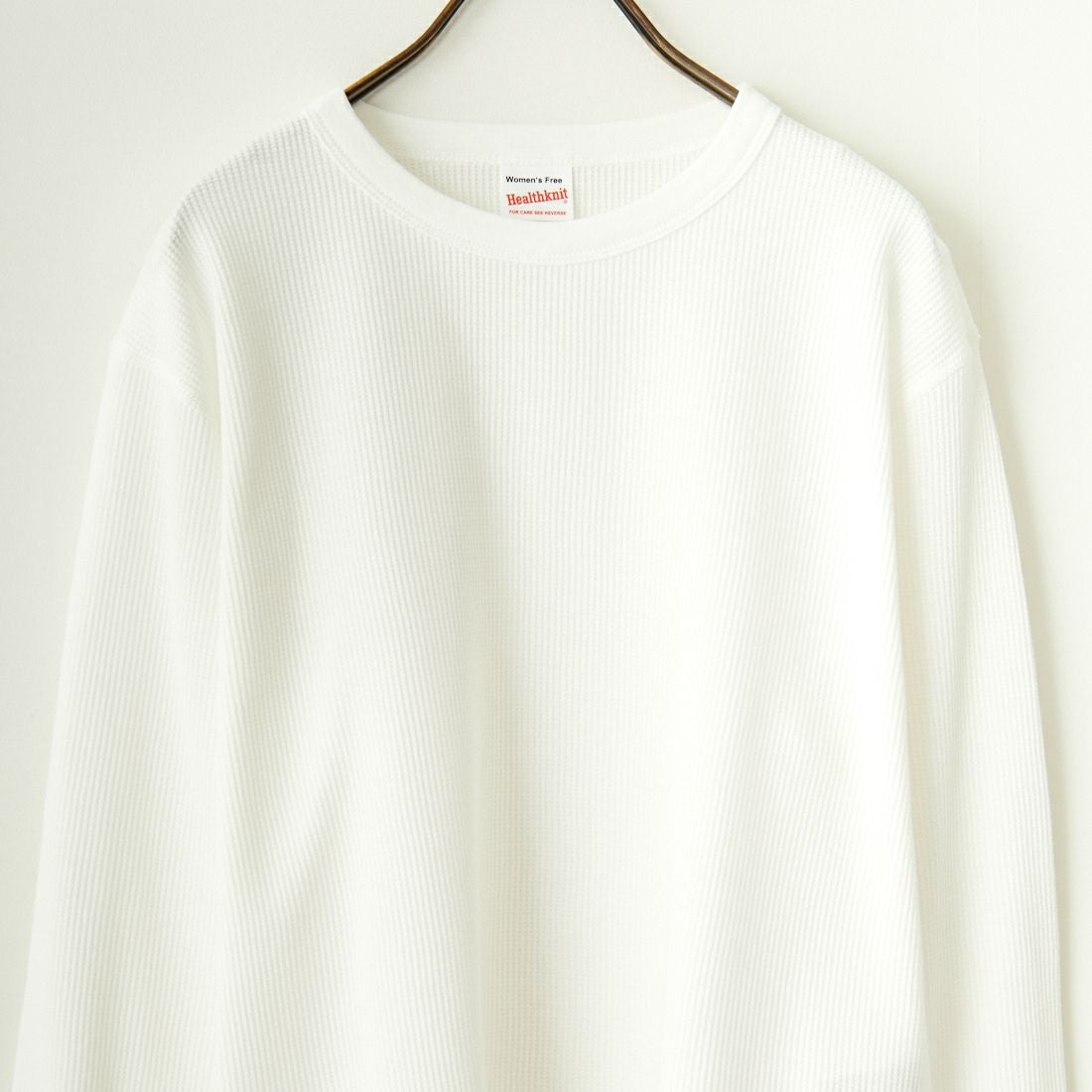 Health knit [ヘルスニット] 別注 クルーネック ワッフルボーダーカットソー [HR24F-L021IN-JF] WHITE