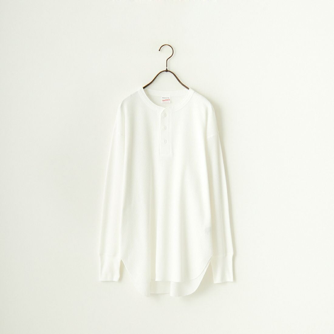 Health knit [ヘルスニット] 別注 ヘンリーネック ワッフルボーダーカットソー [HR2302L005IN-JF] WHITE