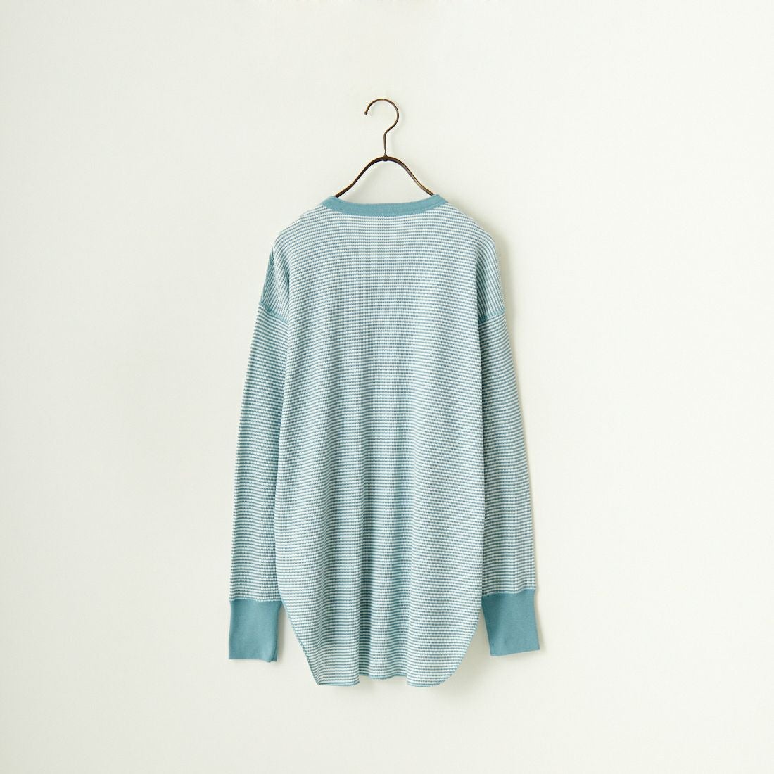Health knit [ヘルスニット] 別注 ヘンリーネック ワッフルボーダーカットソー [HR2302L005IN-JF] BLU/OFF