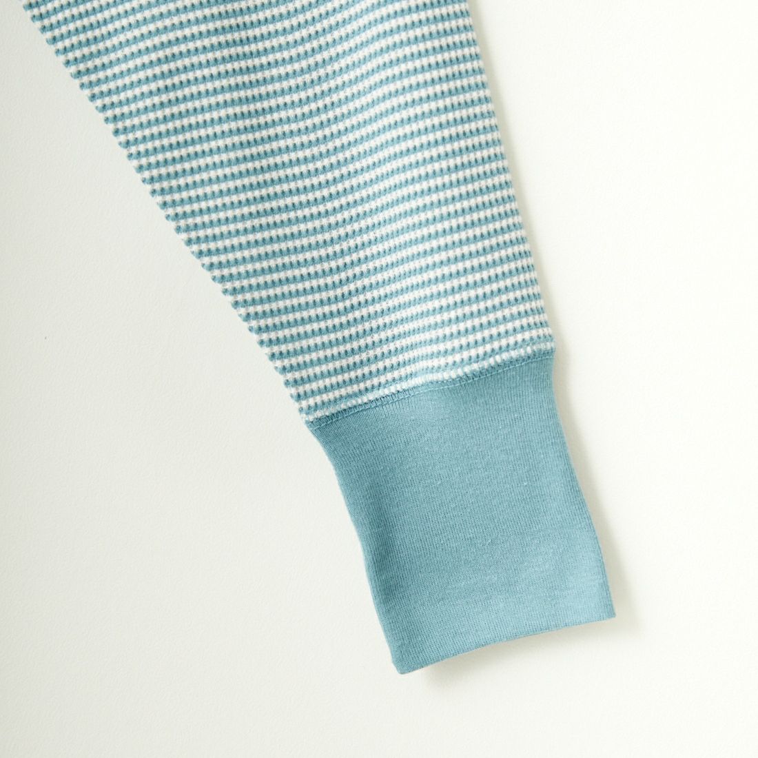 Health knit [ヘルスニット] 別注 ヘンリーネック ワッフルボーダーカットソー [HR2302L005IN-JF] BLU/OFF