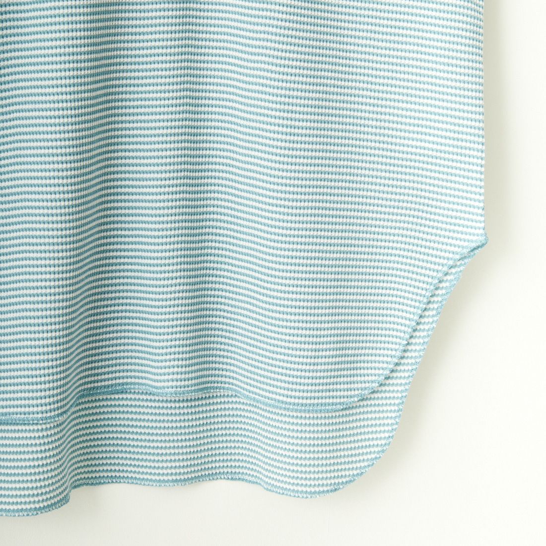 Health knit [ヘルスニット] 別注 ヘンリーネック ワッフルボーダーカットソー [HR2302L005IN-JF] BLU/OFF