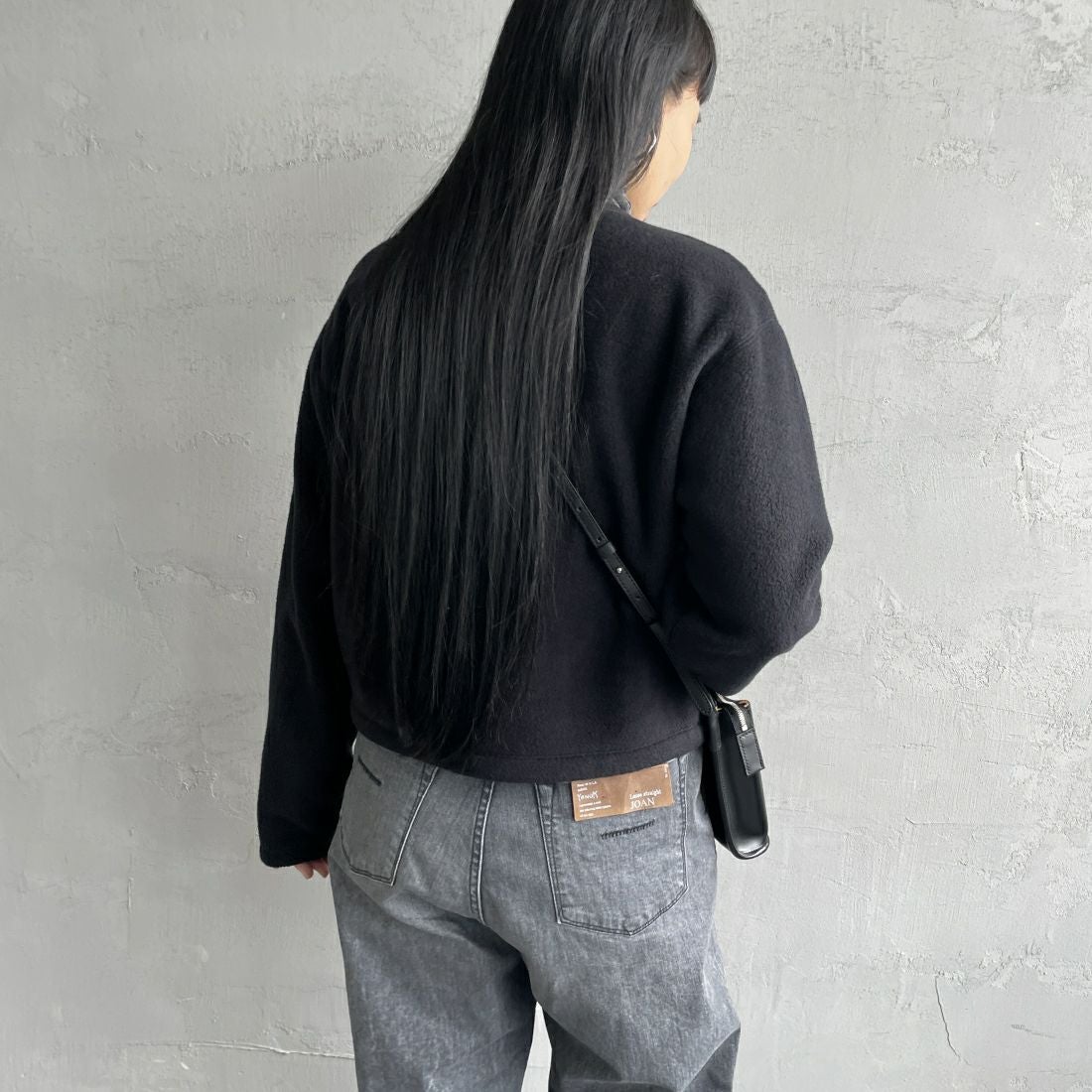 ORCIVAL [オーシバル] クルーネック フリースカーディガン [OR-C0378EFC] BLACK &&モデル身長：156cm 着用サイズ：2&&