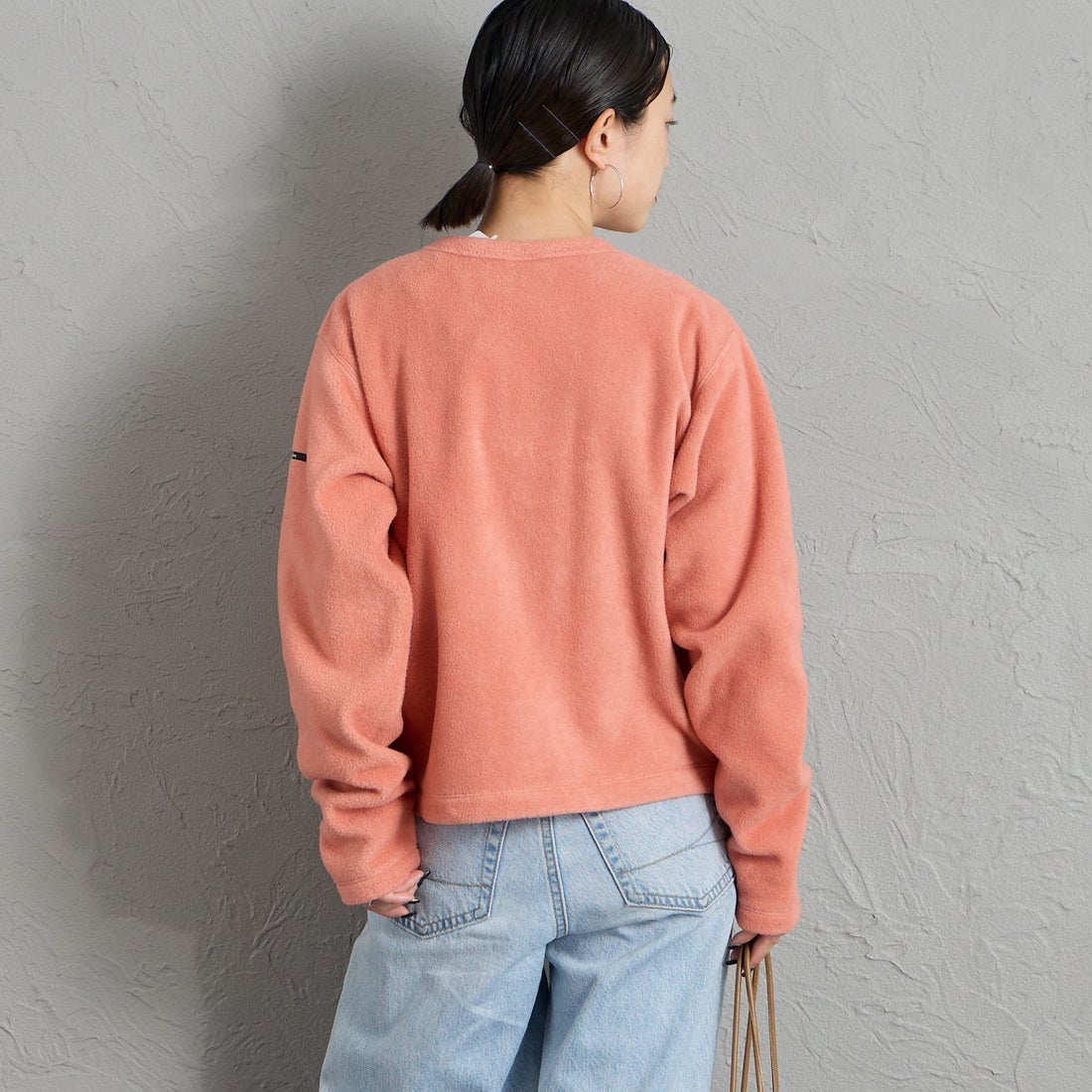 ORCIVAL [オーシバル] クルーネック フリースカーディガン [OR-C0378EFC] PINK &&モデル身長：150cm 着用サイズ：2&&