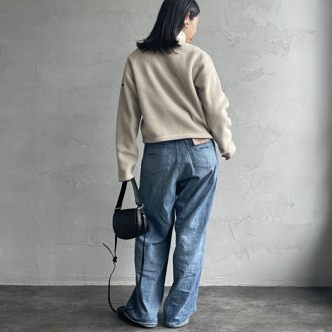 ORCIVAL [オーシバル] クルーネック フリースカーディガン [OR-C0378EFC] GREIGE &&モデル身長：163cm 着用サイズ：2&&