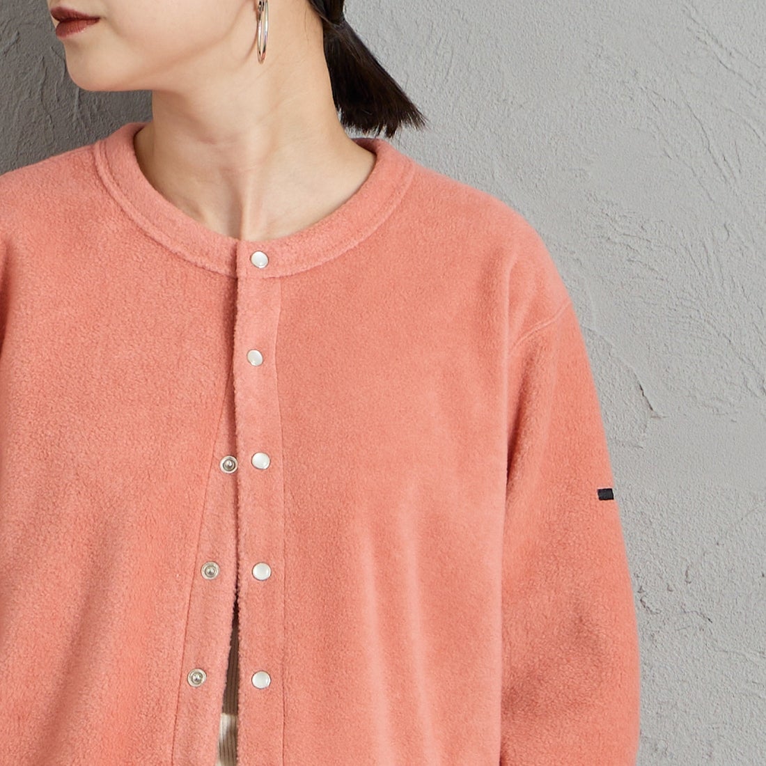 ORCIVAL [オーシバル] クルーネック フリースカーディガン [OR-C0378EFC] PINK &&モデル身長：150cm 着用サイズ：2&&