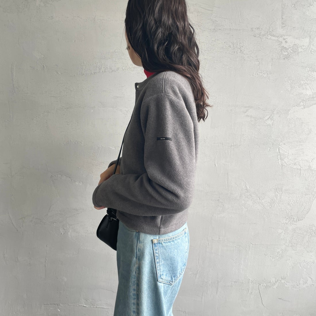 ORCIVAL [オーシバル] クルーネック フリースカーディガン [OR-C0378EFC] TOP GREY &&モデル身長：160cm 着用サイズ：2&&