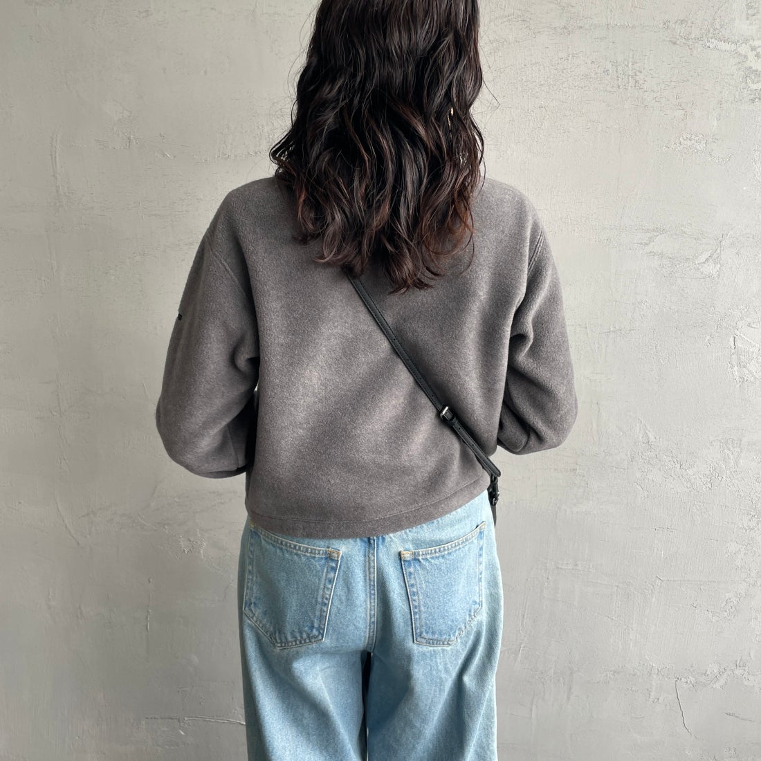 ORCIVAL [オーシバル] クルーネック フリースカーディガン [OR-C0378EFC] TOP GREY &&モデル身長：160cm 着用サイズ：2&&
