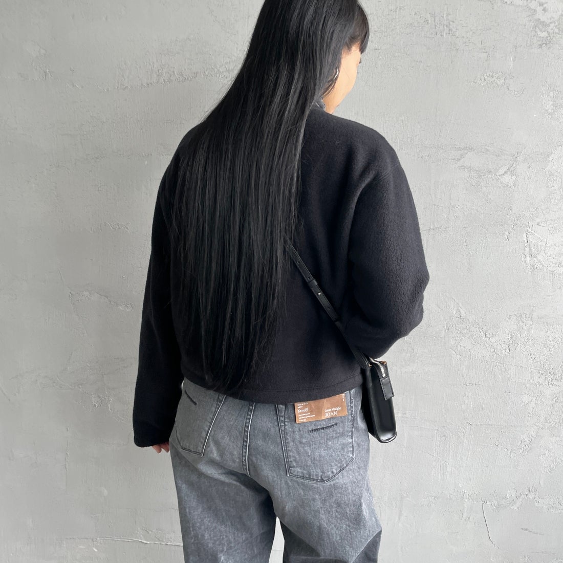 ORCIVAL [オーシバル] クルーネック フリースカーディガン [OR-C0378EFC] BLACK &&モデル身長：156cm 着用サイズ：2&&