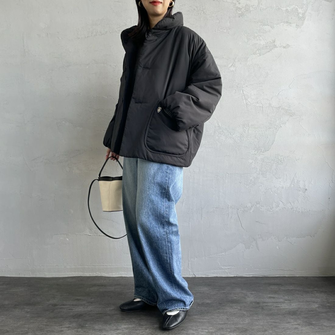 ORCIVAL [オーシバル] スタンドカラーブルゾン [OR-A0580BTT] BLACK &&モデル身長：163cm 着用サイズ：1&&