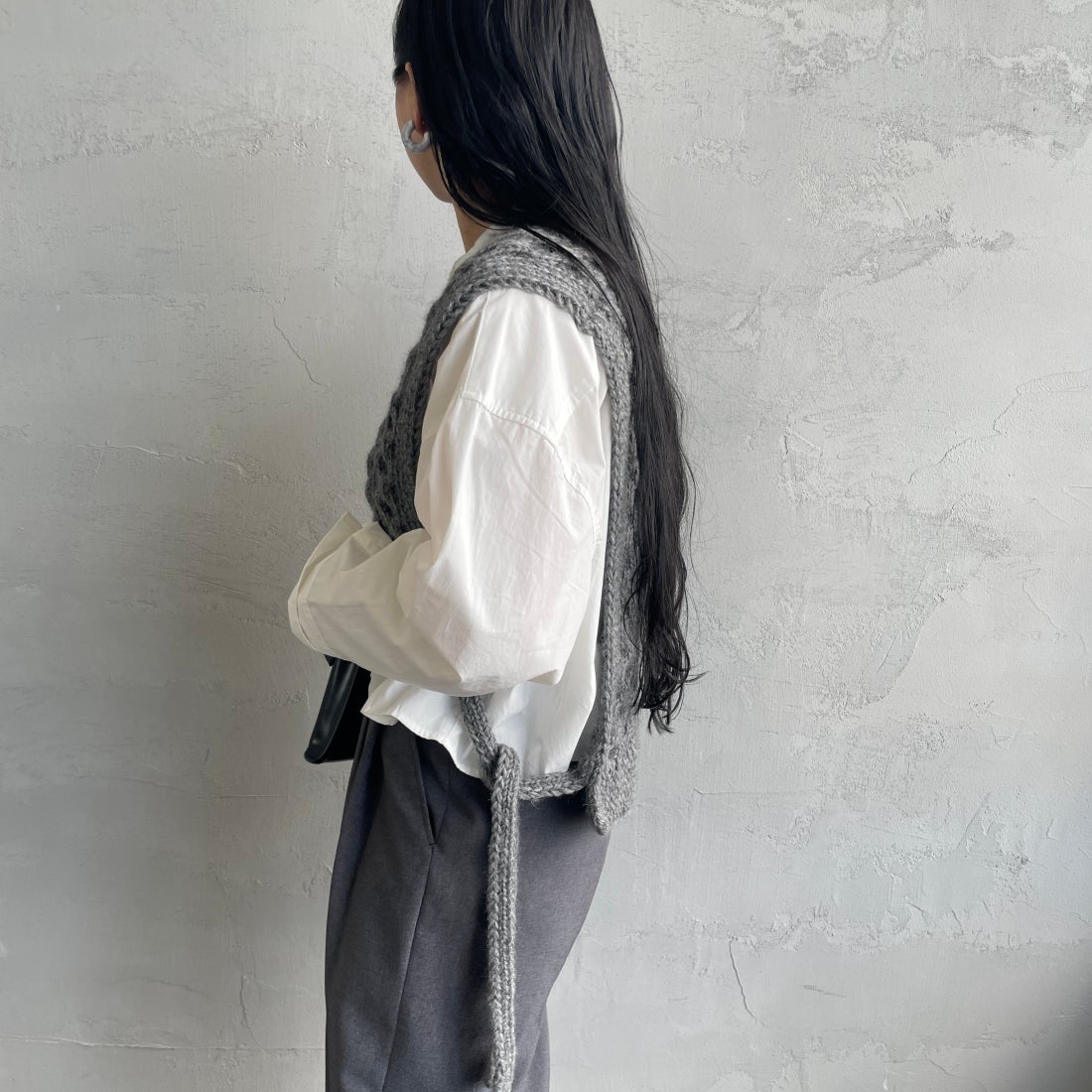 THE NORTH FACE [ザ ノースフェイス] ロングスリーブ ウォータースムースTシャツ [NTW12432] GRAY &&モデル身長：156cm 着用サイズ：F&&
