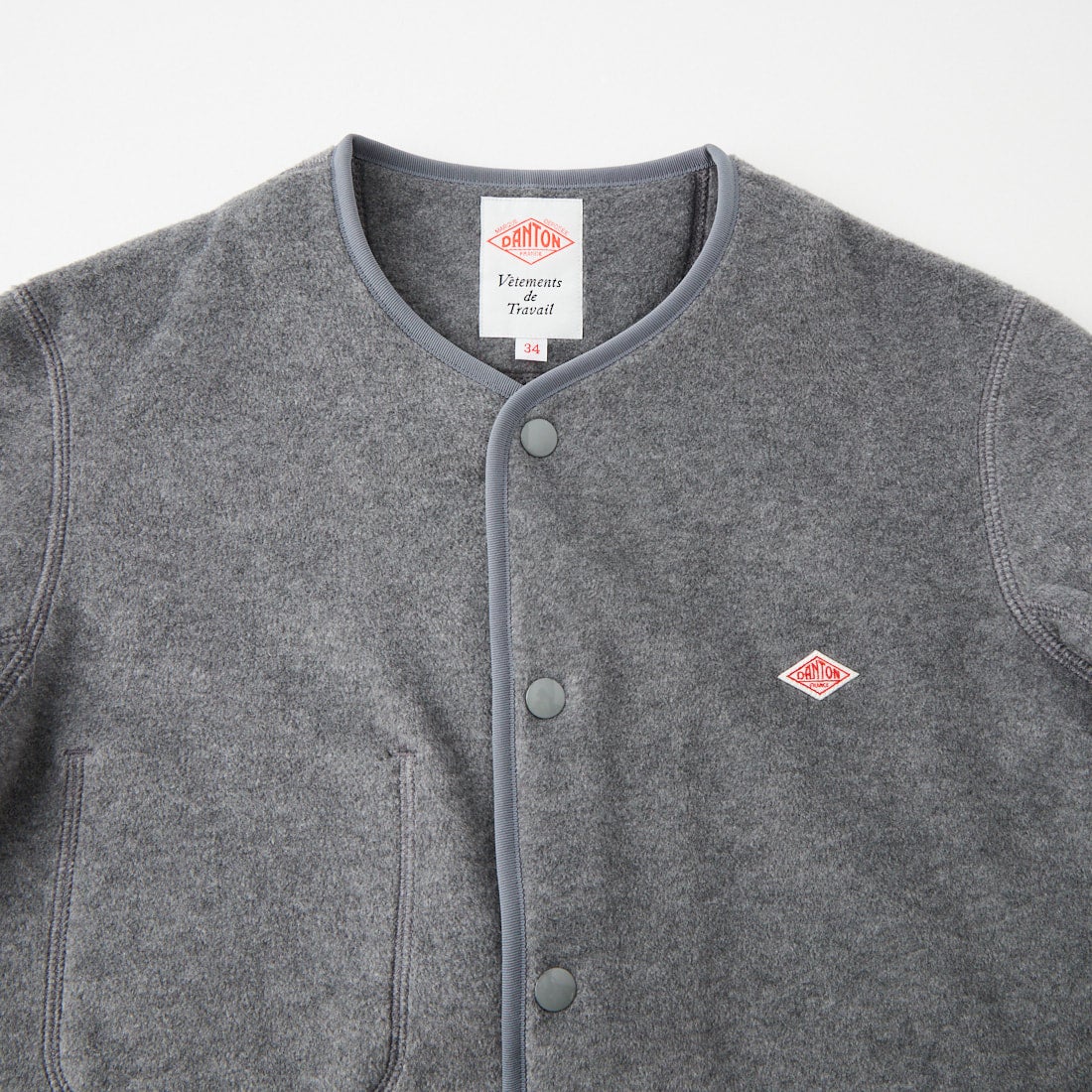 DANTON [ダントン] ノーカラーフリースジャケット [JD-8911] DK.GREY