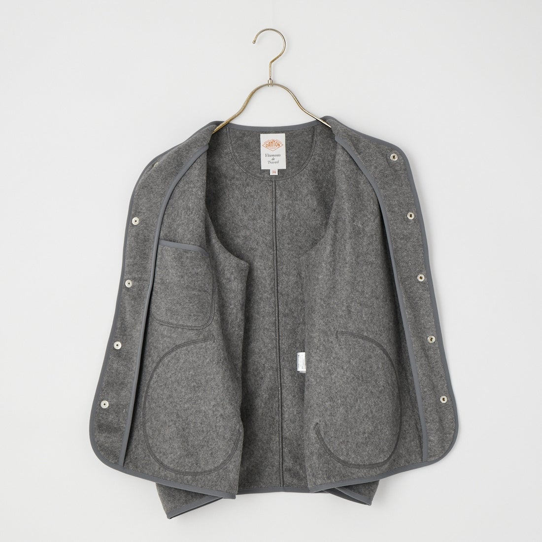 DANTON [ダントン] ノーカラーフリースジャケット [JD-8911] DK.GREY
