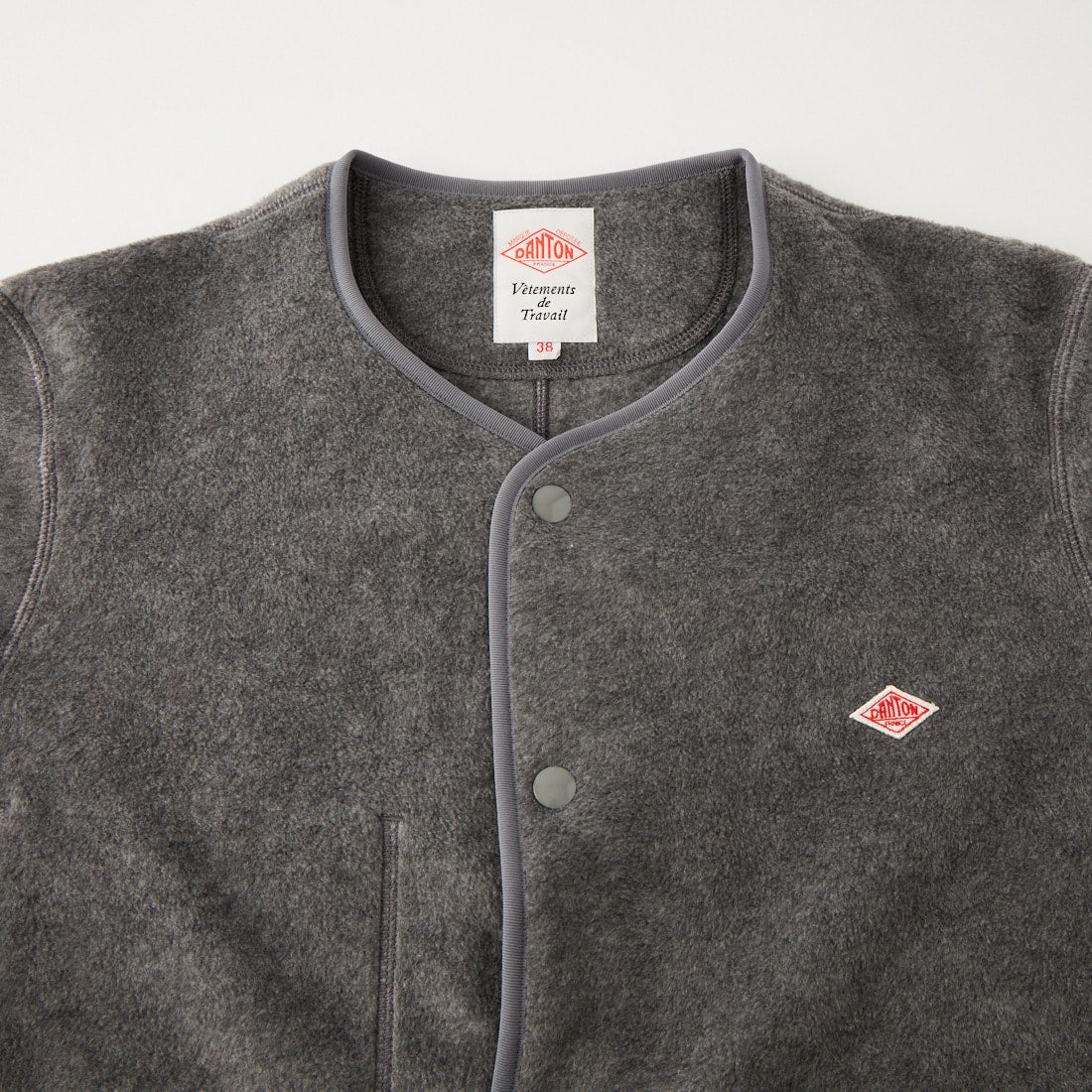 DANTON [ダントン] ノーカラーフリースカーディガン [JD-8939] DK.GREY