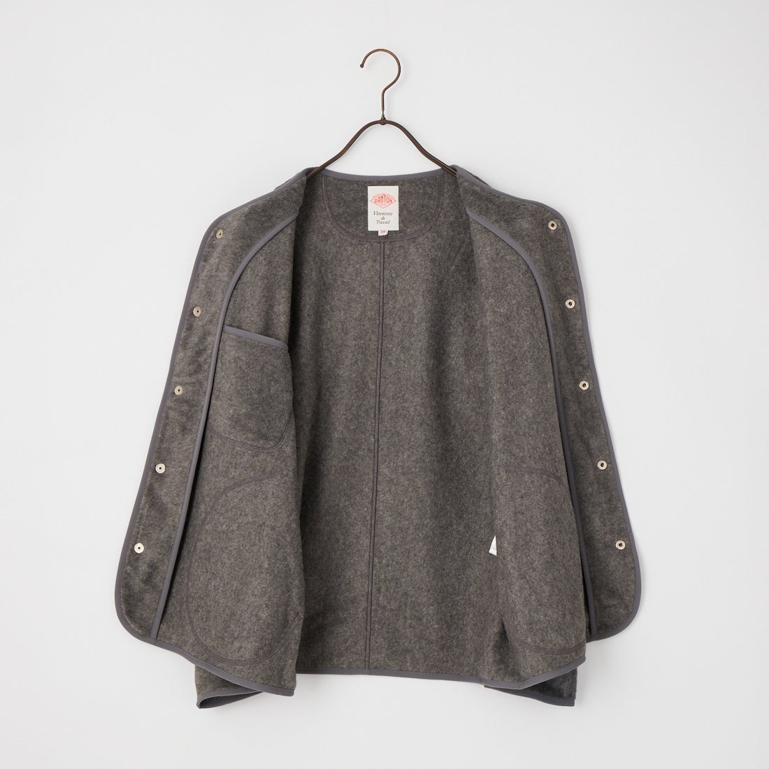 DANTON [ダントン] ノーカラーフリースカーディガン [JD-8939] DK.GREY