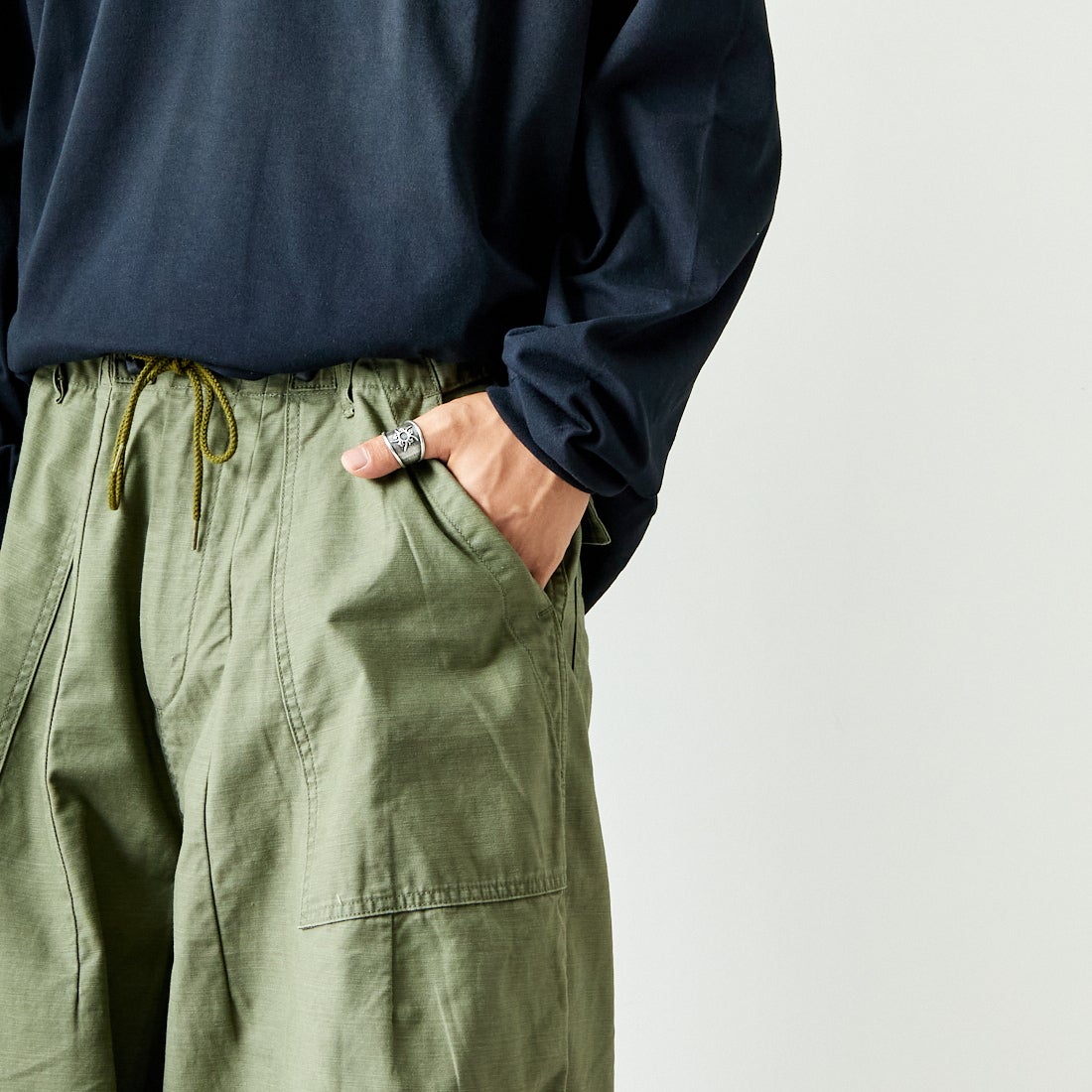 Needles [ニードルズ] ファティーグ ヒザデルパンツ [PU246] A OLIVE