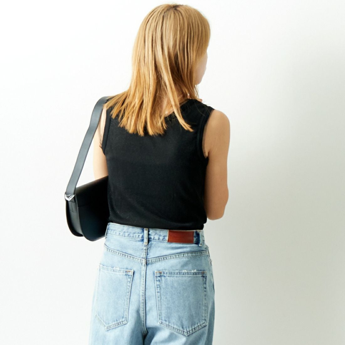 Jf Ready Made [ジェイエフレディメイド] ラメリブタンクトップ [8920622-06] 03 ﾌﾞﾗｯｸ &&モデル身長：179cm 着用サイズ：F&&