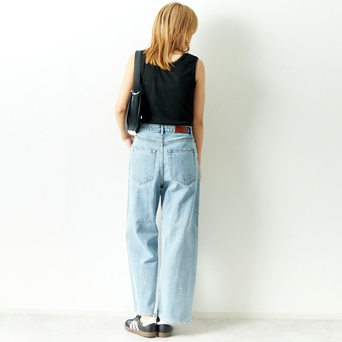 Jf Ready Made [ジェイエフレディメイド] ラメリブタンクトップ [8920622-06] 03 ﾌﾞﾗｯｸ &&モデル身長：179cm 着用サイズ：F&&