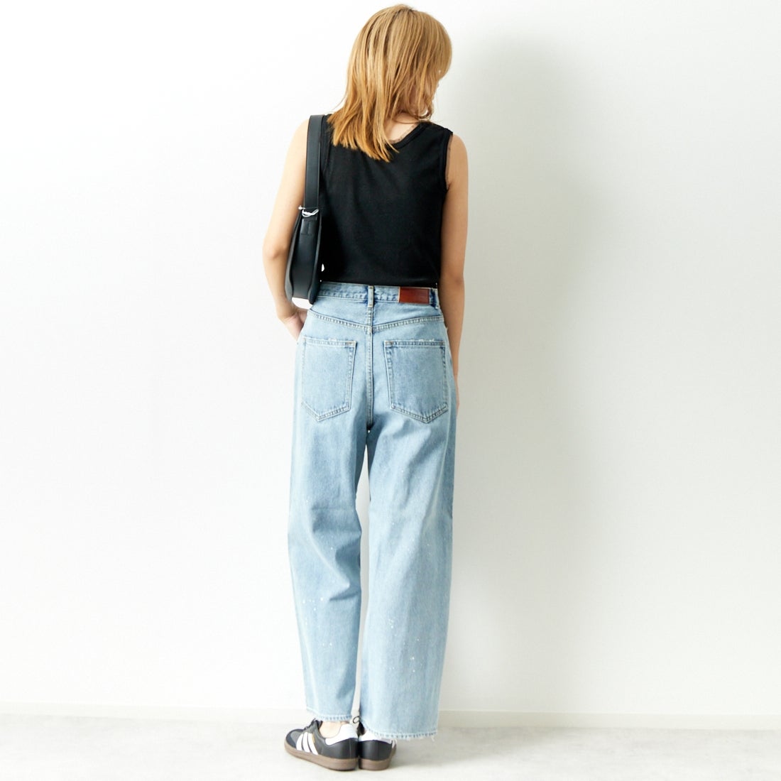 Jf Ready Made [ジェイエフレディメイド] ラメリブタンクトップ [8920622-06] 03 ﾌﾞﾗｯｸ &&モデル身長：179cm 着用サイズ：F&&