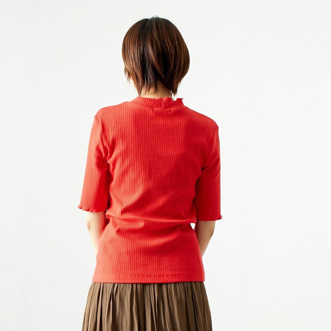 Jf Ready Made [ジェイエフレディメイド] ランダムテレコメローTシャツ [3004102] 301 ﾚｯﾄﾞ &&モデル身長：167cm 着用サイズ：F&&