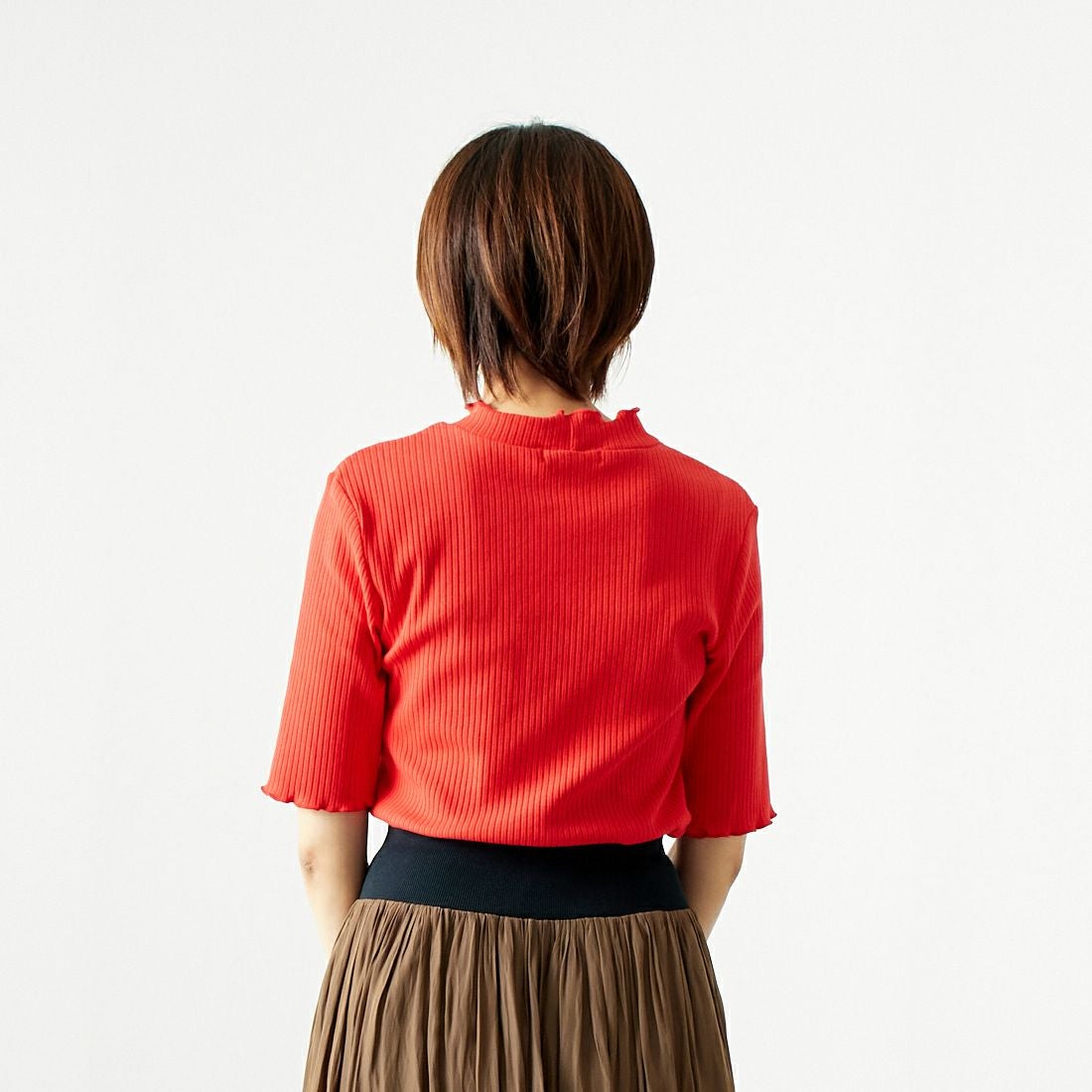 Jf Ready Made [ジェイエフレディメイド] ランダムテレコメローTシャツ [3004102] 301 ﾚｯﾄﾞ &&モデル身長：167cm 着用サイズ：F&&