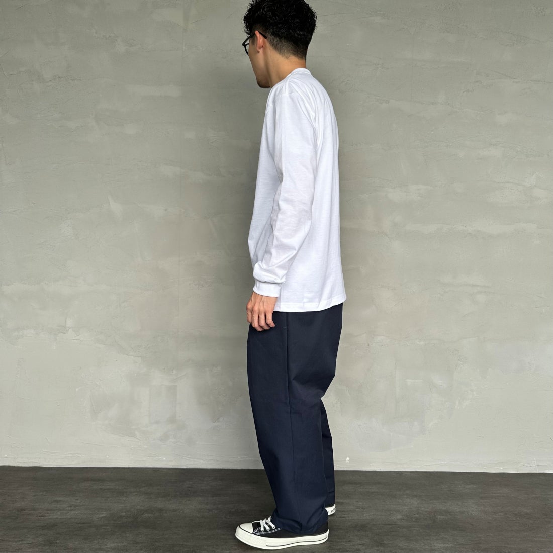 Hanes [ヘインズ] BEEFY ロングスリーブTシャツ [H5186] 010 ﾎﾜｲﾄ &&モデル身長：168cm 着用サイズ：L&&