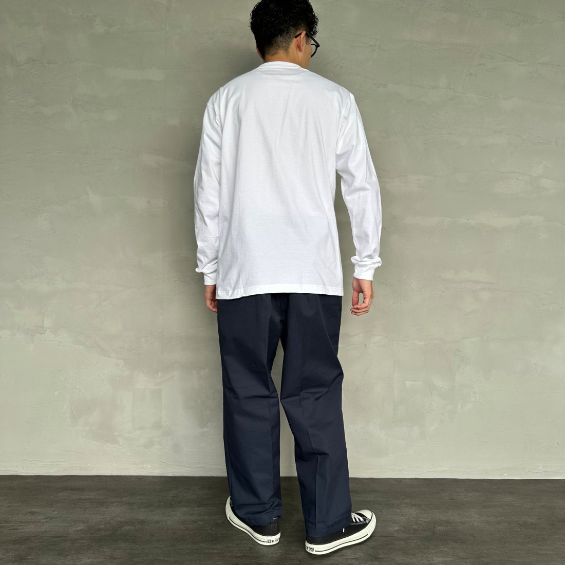 Hanes [ヘインズ] BEEFY ロングスリーブTシャツ [H5186] 010 ﾎﾜｲﾄ &&モデル身長：168cm 着用サイズ：L&&