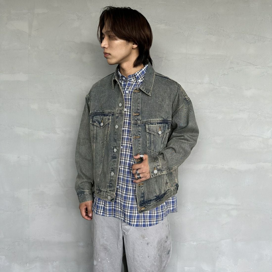 T.ACID BLU&&モデル身長：179cm 着用サイズ：L&&