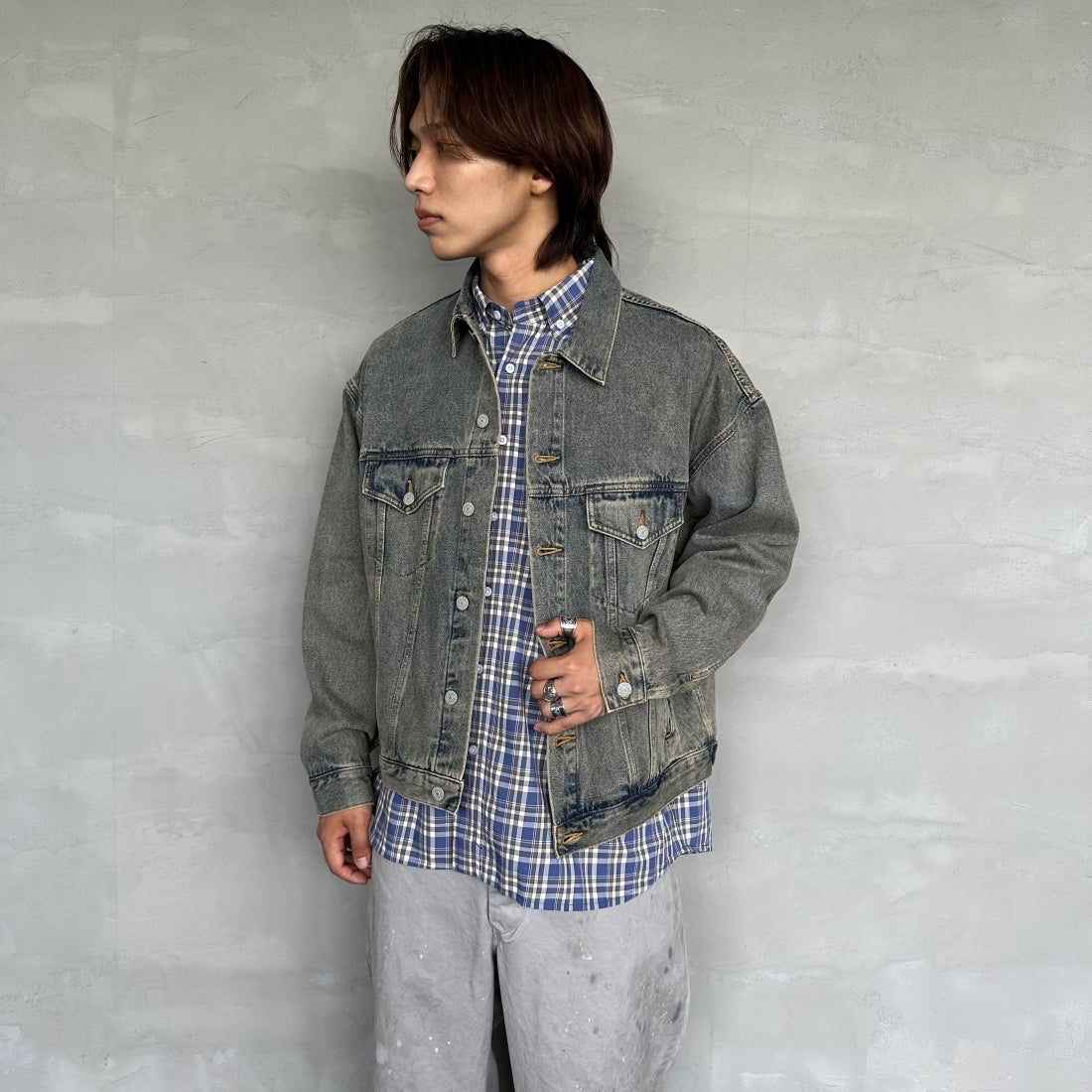 T.ACID BLU&&モデル身長：179cm 着用サイズ：L&&