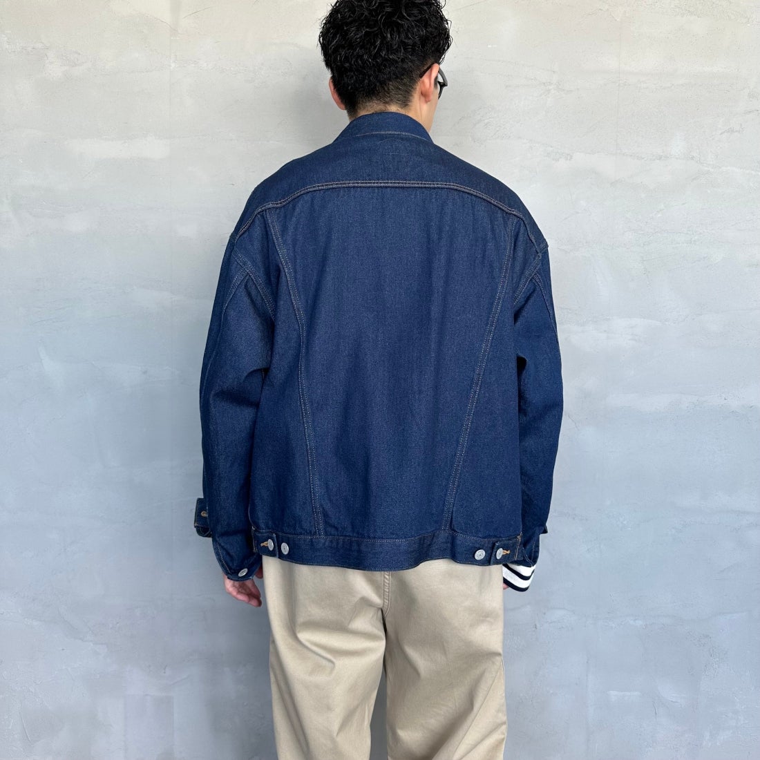 Noir Fabrik [ヌワールファブリック] デニムトラッカージャケット [NF-243-064] ONE WASH&&モデル身長：168cm 着用サイズ：M&&