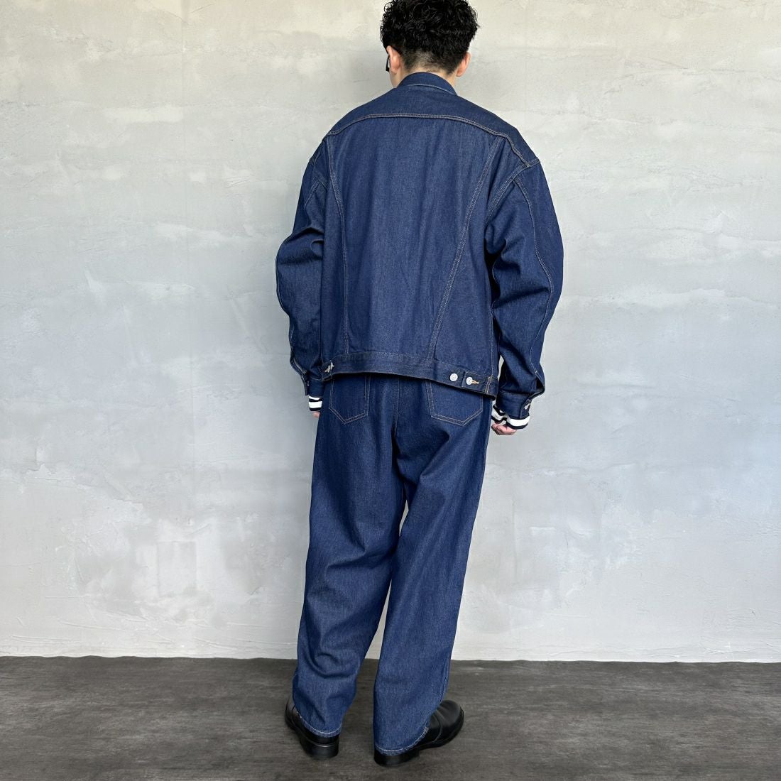 Noir Fabrik [ヌワールファブリック] デニムトラッカージャケット [NF-243-064] ONE WASH&&モデル身長：168cm 着用サイズ：M&&