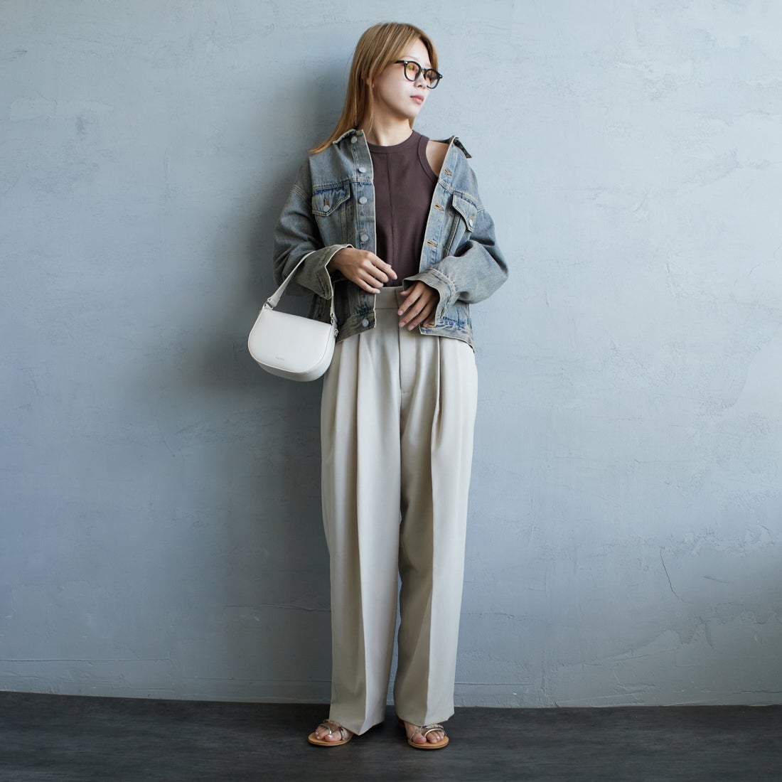 Noir Fabrik [ヌワールファブリック] デニムトラッカージャケット [NF-243-064] T.ACID BLU &&モデル身長：167cm 着用サイズ：XS&&