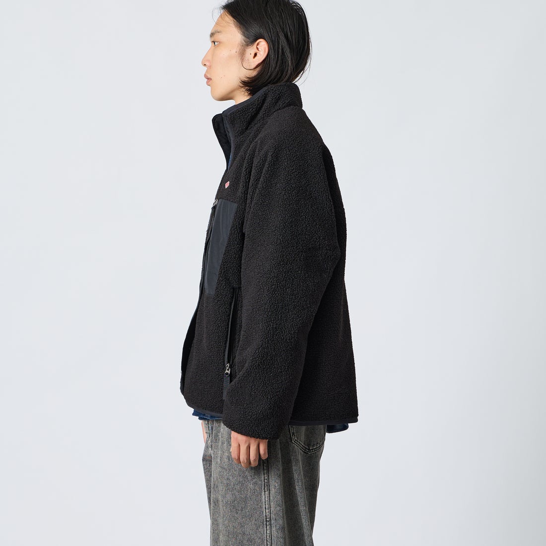 DANTON [ダントン] スタンドカラーボアジャケット [DT-A0195LBA] BLACK &&モデル身長：175cm 着用サイズ：M&&