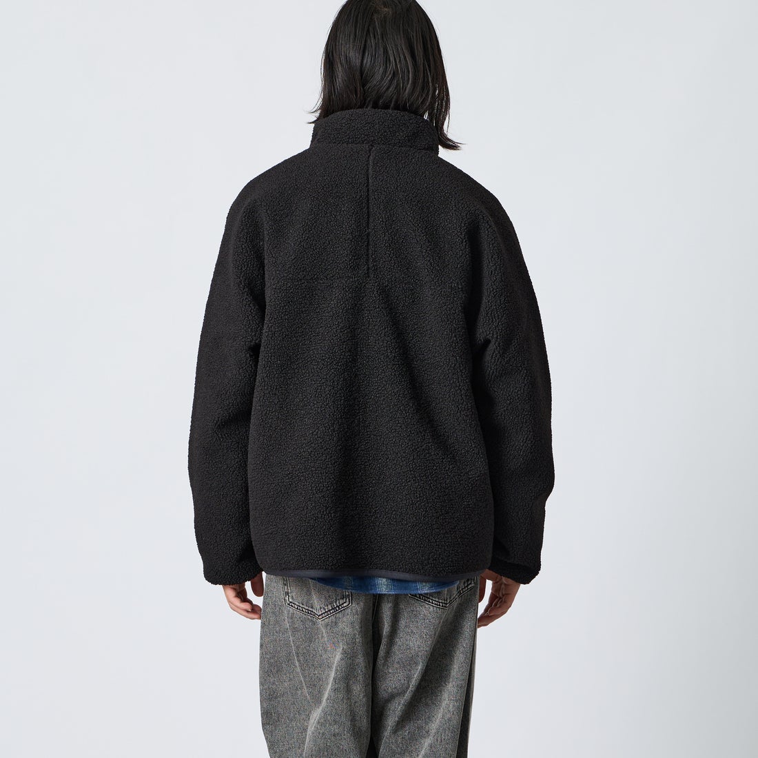 DANTON [ダントン] スタンドカラーボアジャケット [DT-A0195LBA] BLACK &&モデル身長：175cm 着用サイズ：M&&
