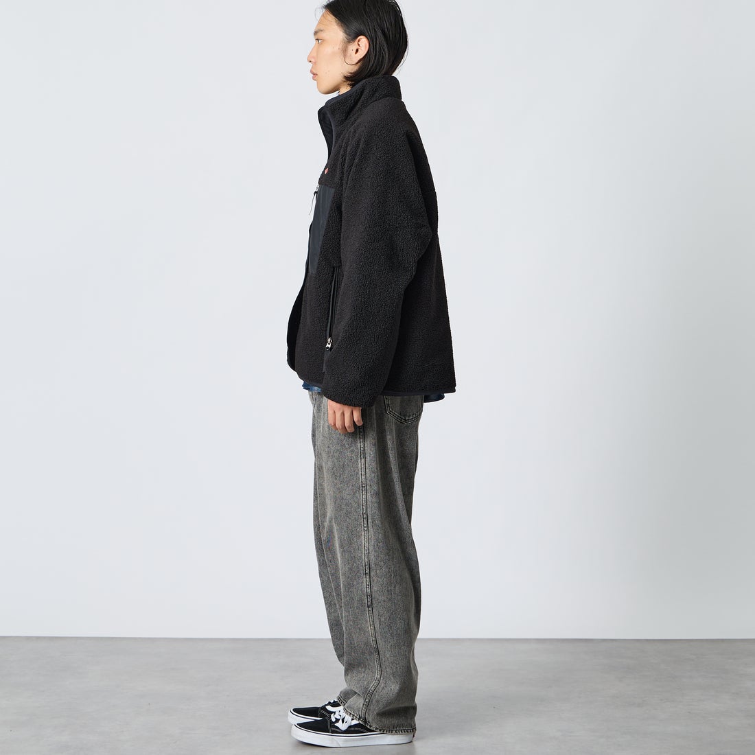 DANTON [ダントン] スタンドカラーボアジャケット [DT-A0195LBA] BLACK &&モデル身長：175cm 着用サイズ：M&&