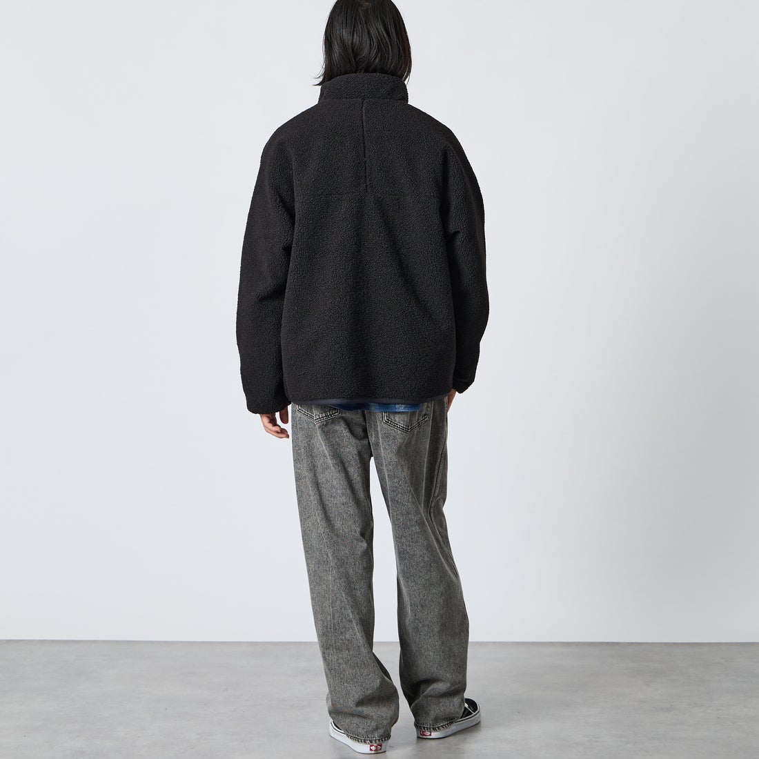 DANTON [ダントン] スタンドカラーボアジャケット [DT-A0195LBA] BLACK &&モデル身長：175cm 着用サイズ：M&&